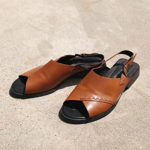 Vintage 90s Chunky Heel Sandal Leather